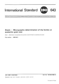 Steels-Micrographie Determination of the Ferritic or Austenitic Grain Size