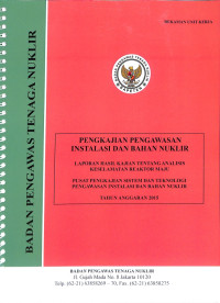 Laporan Hasil Kajian Tentang Analisis Keselamatan Reaktor Maju, TA. 2015