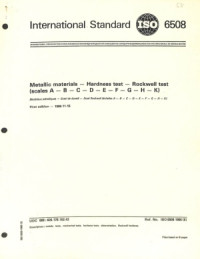 Metalic Materials-Hardness Test-Rockwell Test (Scales A-B-C-D-E-F-G-H-K)