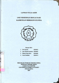 Unit Pemurnian Biogas dari Kandungan Hidrogen Sulfida