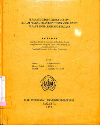 Peranan Metode Direct Costing Dalam Pengambilan Keputusan Manajemen Pada PT. Sigma Rancang Perdana