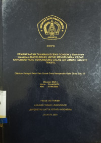 Pemanfaatan Tanaman Eceng Gondok (Eichhornia Crassipes (MART).SOLM) Untuk Menurunkan Kadar Khromium Yang Terkandung Dalam Air Limbah Industri Tekstil