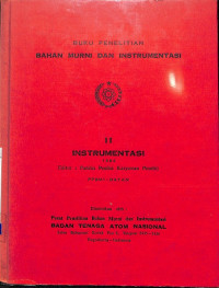 Buku Penelitian Bahan Murni dan Instrumentasi: I Bahan Murni