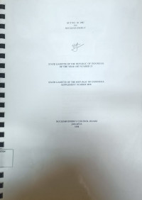 Act No.10.1997 On Nuclear Energy: State Gazete of The Republic of Indonesia of the Year 1997 Number 23 - State Gazete of the Republic of Indonesia Supplement Number 3676