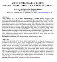 ASPEK KESELAMATAN RADIASI PESAWAT SINAR-X DENGAN mA RENDAH | Prosiding SKN 2012