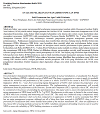 Image of EVALUASI PELAKSANAAN MANAJEMEN PENUAAN INNR | Prosiding SKN 2019