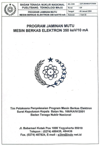 Image of Program Jaminan Mutu Mesin Berkas Elektron 350 keV/10mA