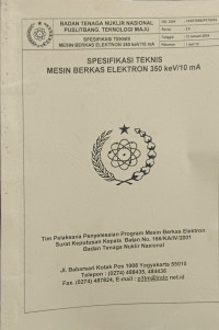 Image of Spesifikasi Teknis Mesin Berkas Elektron 350 keV/10 mA
