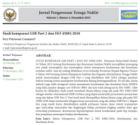 Studi komparasi GSR Part 2 dan ISO 45001:2018 | JUPETEN 2021