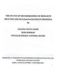 The Status Of Decomisioning  Of Research Reactor And Nuclear Fasilitas in Indonesia