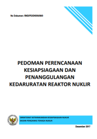 Pedoman Perencanaan Kesiapsiagaan dan Penanggulangan Kedaruratn Reaktor Nuklir