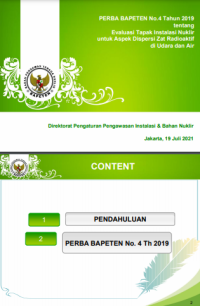 PERBA BAPETEN No.4 Tahun 2019 tentang Evaluasi Tapak Instalasi Nuklir  untuk Aspek Dispersi Zat Radioaktif di Udara dan Air