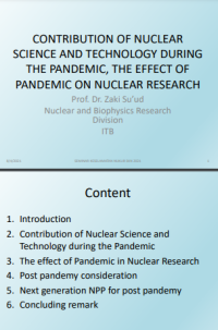 CONTRIBUTION OF NUCLEAR  SCIENCE AND TECHNOLOGY DURING  THE PANDEMIC, THE EFFECT OF  PANDEMIC ON NUCLEAR RESEARCH