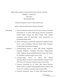 Peraturan Kepala Badan Pengawas Tenaga Nuklir Nomor 4 Tahun 2011 tentang Sistem Seifgard